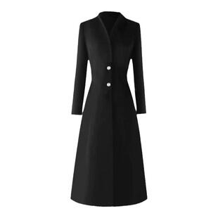 7590时尚加厚羽绒内胆西装裙女长款毛呢大衣2025新款秋冬修身外套