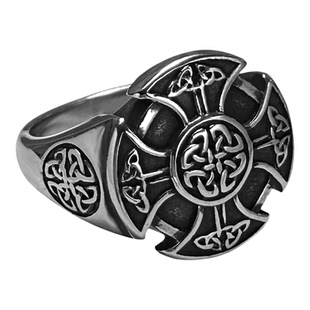 哈姆雷特男士不锈钢凯尔特knot十字架戒指复古金属指环高级感饰品