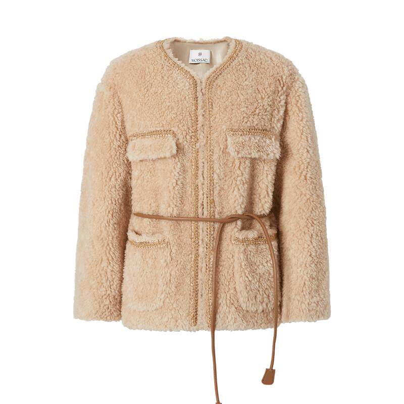 商场同款 摩萨克冬绵羊毛颗粒毛千金风外套女