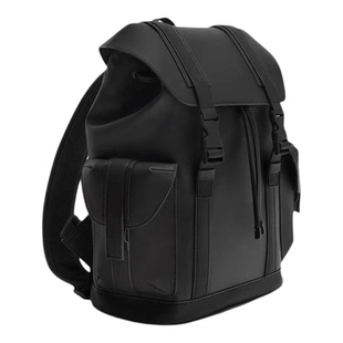 ZARA新款男包黑色压胶探险者背包大容量旅行电脑双肩包校园风书包