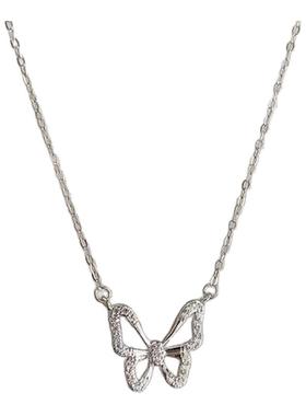 S999纯银蝴蝶锁骨项链女士