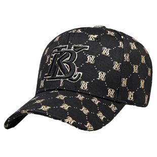 新款黑色硬顶帽子男复古老花棒球帽男韩版潮时尚休闲印花鸭舌帽男