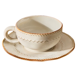 墨色复古咖啡杯碟高级感窑变小众设计感女士陶瓷拿铁拉花马克杯子