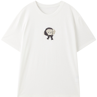 【遮热凉感】小狗宽松T恤女夏新款绣花慵懒风上衣时尚男友风短袖