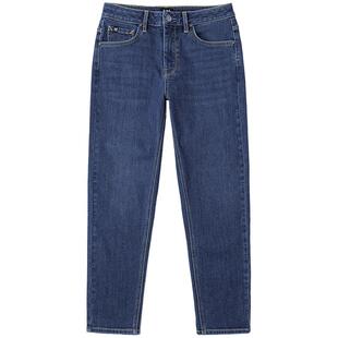 【张凌赫代言】Lee413标准高腰小直脚磨毛中蓝色显瘦女牛仔裤潮流