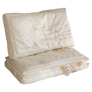 新款双层蝶梦蚕丝枕莱赛尔纤维蚕丝枕芯立体双层包边刺绣成人枕头