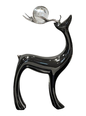 陶瓷鹿摆件创意水晶球轻奢装饰品