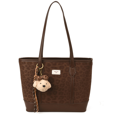 高级感麂皮绒豹纹托特包