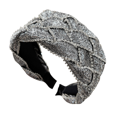 高级感银闪编织宽边高颅顶发箍女