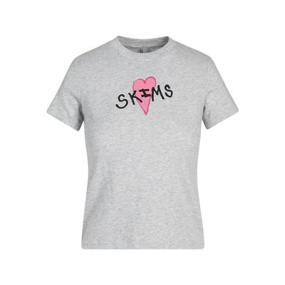 正品新SKIMS卡戴珊爱心丘比特苹果圆领正肩短袖修身休闲上衣T恤女
