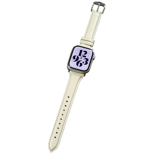 康康的真皮荔枝纹小香风简约适用于iwatch9810se/S11苹果手表表带