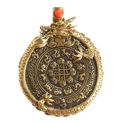 纯铜八卦九宫牌包边送挂绳