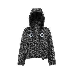 波司登鹅绒羽绒服潮流老花珍珠点缀防风短款夹克