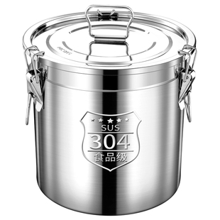 304不锈钢密封桶防虫防潮面粉桶茶叶桶牛奶桶手提式汤桶家用米桶