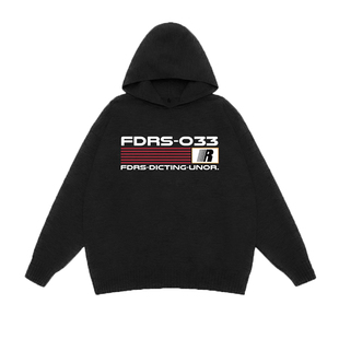 FDR 国潮美式发泡印花连帽毛衣男女秋冬季潮牌情侣针织衫毛衣上衣