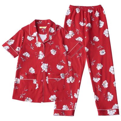 活性印染纯棉睡衣女夏季短袖长裤