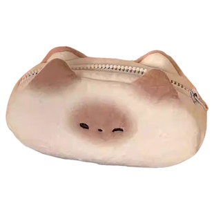 奶呼呼法式烤面包笔袋ins暹罗猫玩偶网红毛绒玩具学生文具收纳包