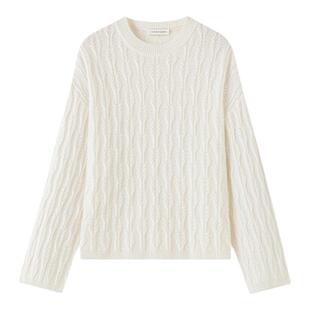 VIKTORIACHAN假日胶囊系列 麦穗绞花圆领套头针织毛衣