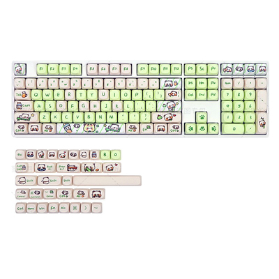 萌绿熊猫MOA键帽奶绿机械键盘PBT热升华RK狼VGN蛛可爱女生个性75