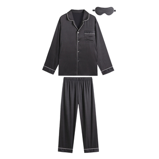 AMYDIMO新款丝绸缎面情侣睡衣套装男女翻领家居服礼盒套装高级感