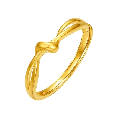 周六福5G黄金戒指女爱意缠绵足金计价活口可调节送女友新年礼物