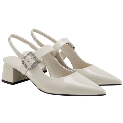 尖头亮钻粗跟凉鞋CHARLESKEITH