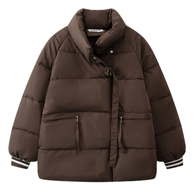 特大码胖mm慵懒风立领棉衣外套女