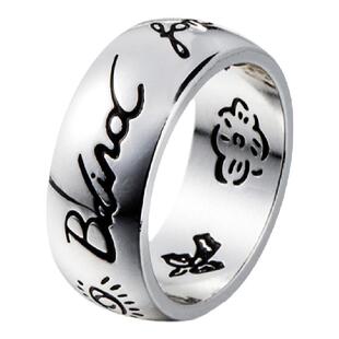 潮牌Blind for Love Ring无畏的爱眼心花鸟字母复古情侣钛钢戒指