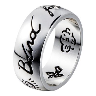 love字母复古情侣钛钢戒指