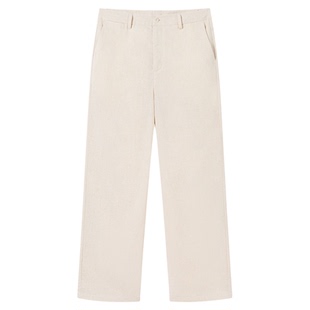 PSO Brand男装亚麻混纺老钱风黑色西装裤宽松男士休闲直筒长裤