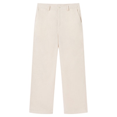 PSO Brand男装亚麻混纺老钱风黑色西装裤宽松男士休闲直筒长裤