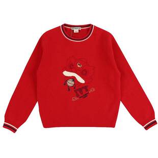 IVY HOUSE常春藤儿童装男女童装春季款 国风圆领毛衣新年装拜年服