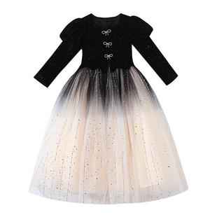 女童礼服公主裙秋冬儿童生日高端花童婚礼主持人小女孩钢琴演出服