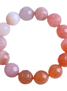 天然凤穿牡丹盐源玛瑙手链