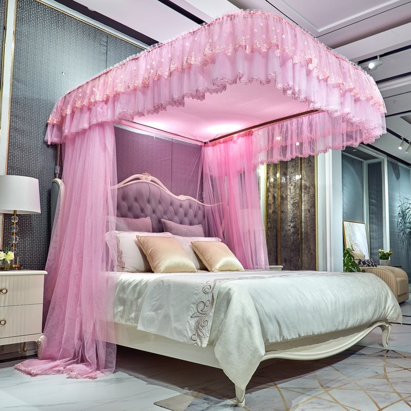 新款防尘顶u型导轨蚊帐滑轨道支架落地1.8m床加密加厚家用公主u.,床上用品,蚊帐,淘宝优惠券,粉丝福利购,淘宝优惠卷