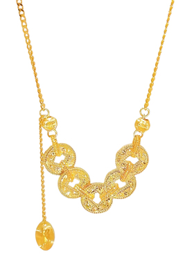 中式足金包银五帝钱币碎碎冰项链