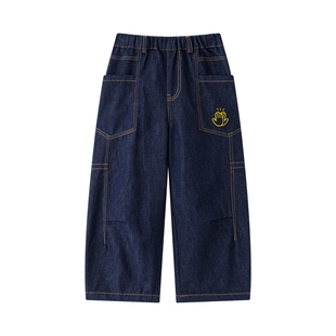 漫画家【CLAP牛仔裤】儿童牛仔裤原色宽松多口袋工装阔腿裤男女童