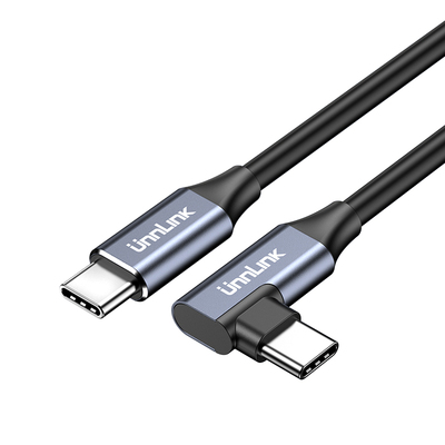 优联typec全功能弯头数据线usb3.2gen2双头PD100W快充不挡手直角手机游戏L型20Gb高清视频线公对公连接线