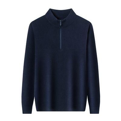 猫人羊毛针织衫半拉链设计