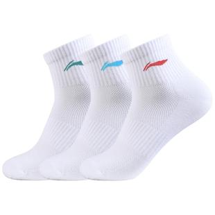 李宁袜子男青少年运动袜中筒女纯棉抗菌防臭跑步短袜2025新款秋冬