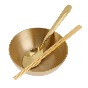 纯黄铜碗筷三件套供佛斋碗加厚黄铜容器装供水油碗贡菩萨金饭碗勺