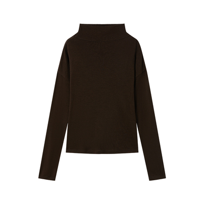 CROWNLESS未冕25秋冬新品亲肤美丽奴羊毛纱松弛半高领弧形打底衫