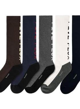 FIVE FLUX URBAN系列长筒袜字母INS多色新款百搭网球女袜子抗菌FF