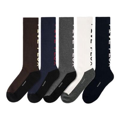 FIVE FLUX URBAN系列长筒袜子字母INS新款多色百搭运动袜女抗菌