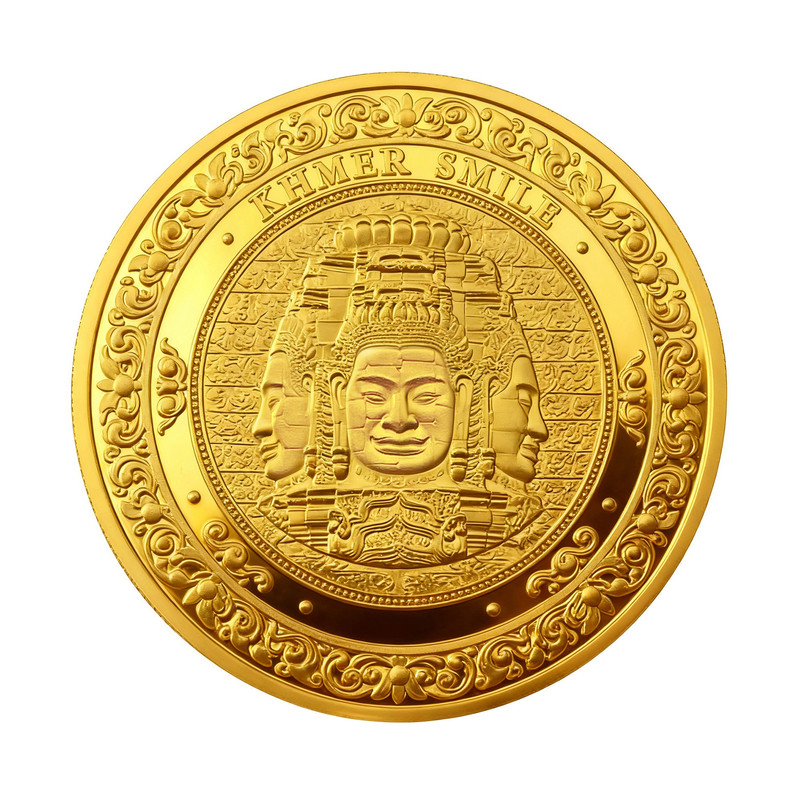 柬埔寨吴哥窟高棉的微笑纪念币45mm文创旅游硬币Angkor Wat伴手礼