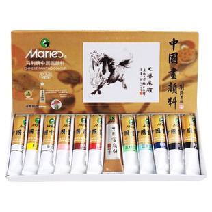 马利国画颜料单支32ml玛丽牌颜料工笔画大容量初学者补充装花青金色钛白赭石马丽水墨中国画山水画盒装颜料