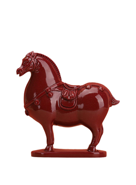 道家师傅2026开运朱砂红唐马摆件