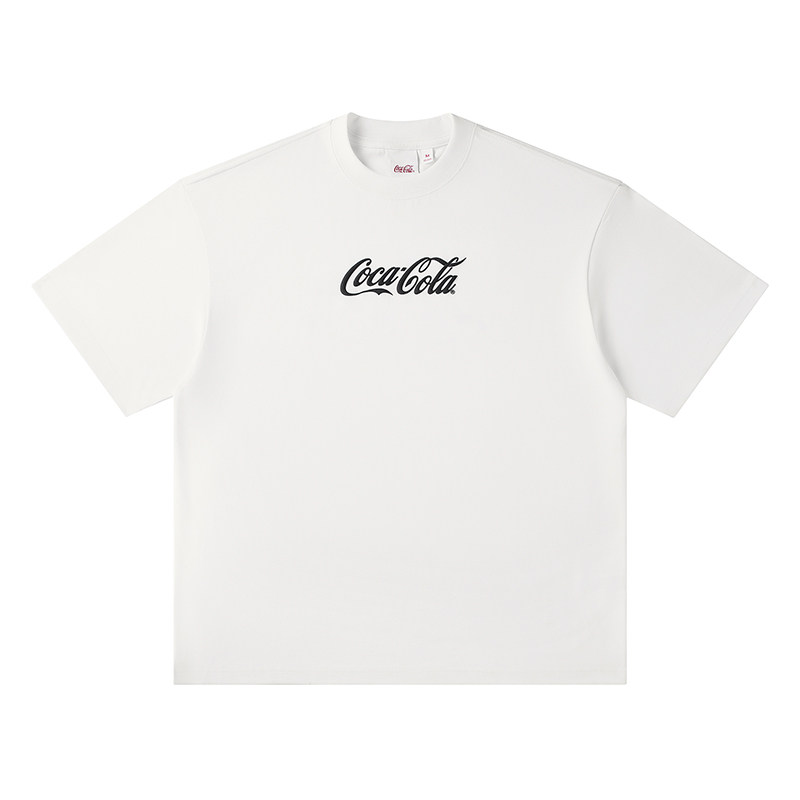 Coca-Cola/可口可乐短袖T恤男夏季潮牌黑色冰感美式情侣纯棉半袖
