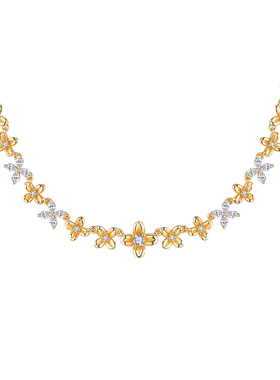 sanswood森吾《丁香》分色拼接花朵锁骨链女高级感叠戴气质银项链