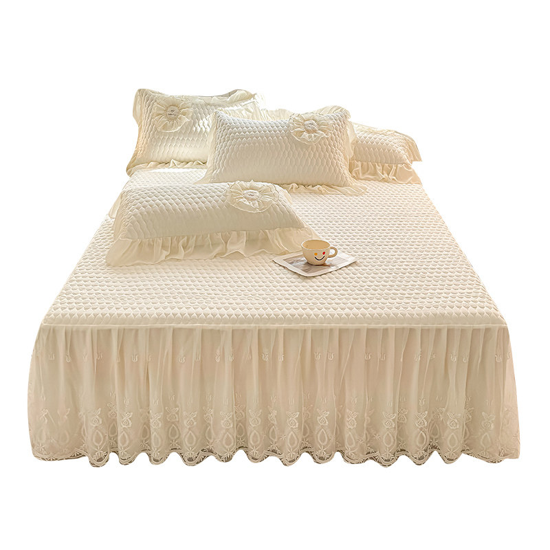 公主风床裙A类夹棉2024新款遮丑下摆全包床罩三件套带裙边可机洗
